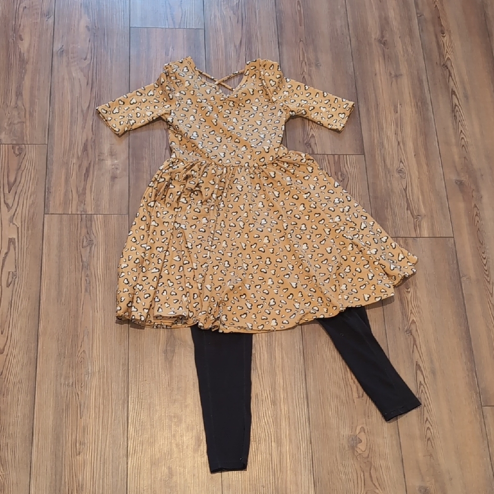 Dot Dot Smile Heart Pattern Dress in Cream and Black